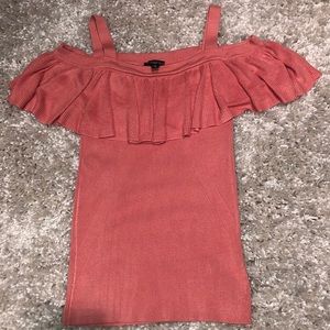 EXPRESS coral tank top with ruffles